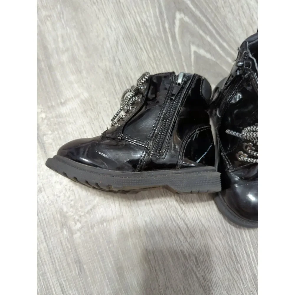 3 Pair Of Cat And Jack Infant‎ Girls Black, Gold & Maroon Combat Boots Size 5